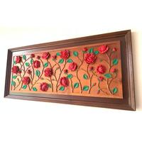 Dekorasi Dinding Timbul Ukir Motif Bunga Mawar Rose Wall Home Decoration