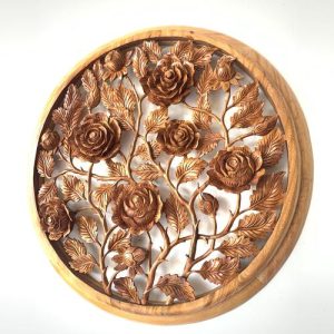 Ukiran Relief 3 Dimensi Bunga Mawar Hiasan Dinding Rose Flower Home Decoration